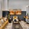 Open living area with space for seating and barstools